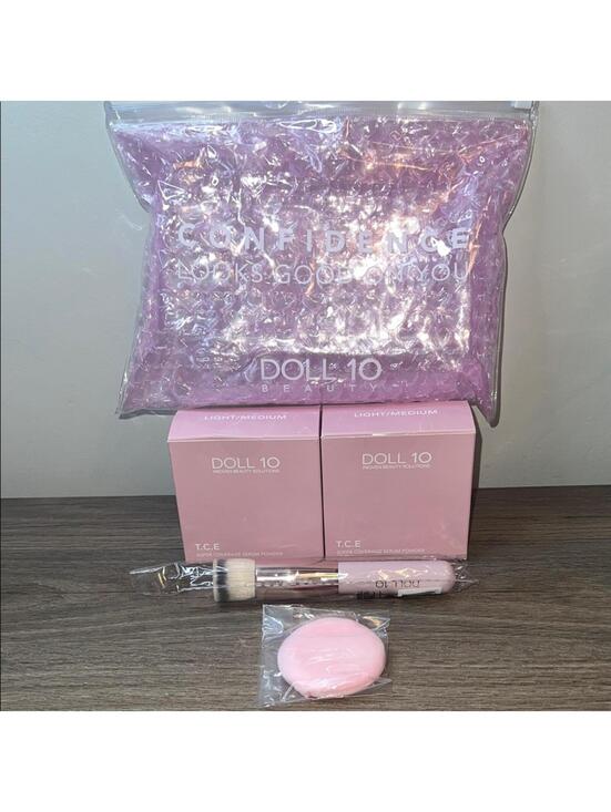 Doll 10 Other - Doll 10 T.C.E. Cream Light/Medium Set with Brush, Puff & Bag